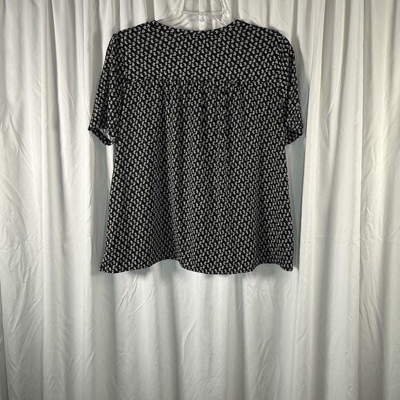 Ann Taylor Loft Media Geo Print Swing Top Black Ivory S Coastal Casual 88-11 - Picture 10 of 14